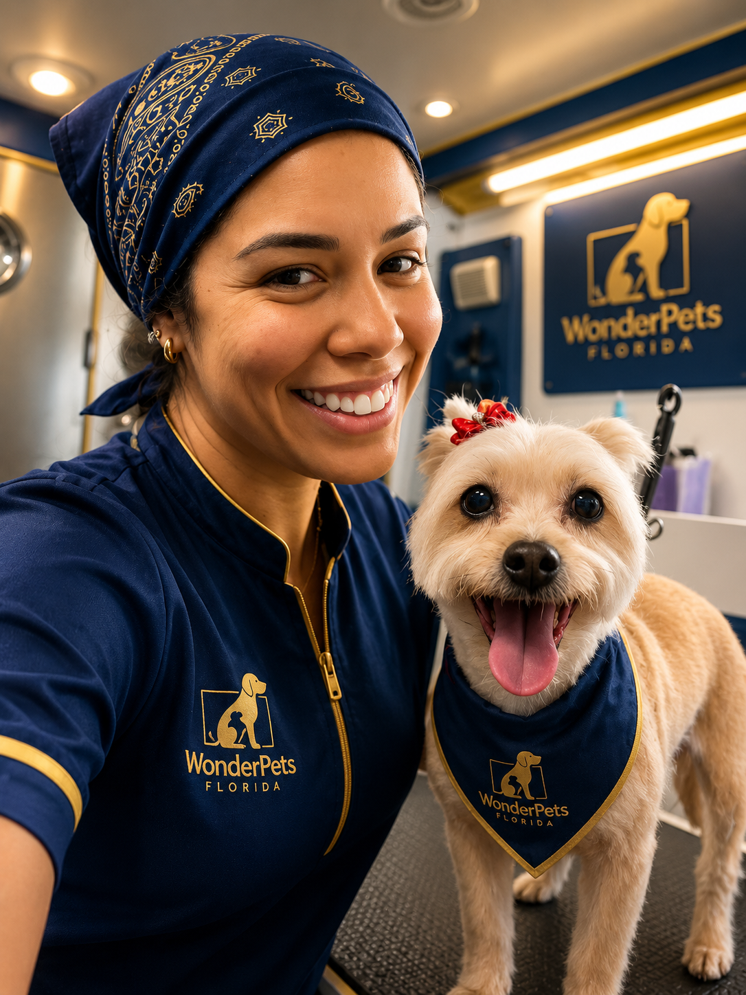Emma Marrero, professional pet groomer at Wonder Pets Florida